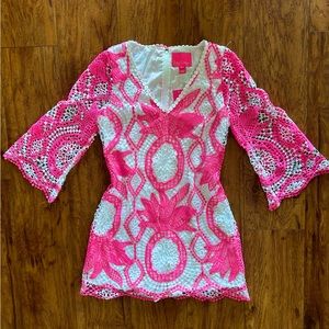 Lilly Pulitzer Juice Stand Lottie Pineapple Crochet
Romper Pink Tropics Vacation